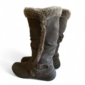 Bare Traps Emalyn Leather Suede Fur-Lined Knee High Brown Stay Dry Slouchy 9M